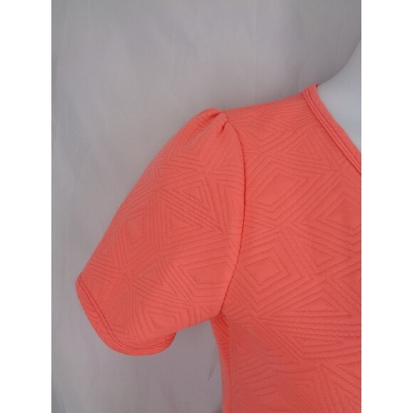 LuLaRoe Amelia Coral Dress Size Large Textured Geometric Triangle Diamond New - Picture 6 of 11